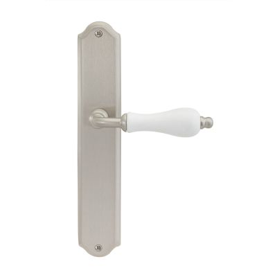 40000104-complete-lever-set-with-plate-in-white-porcelain---satin-nickel