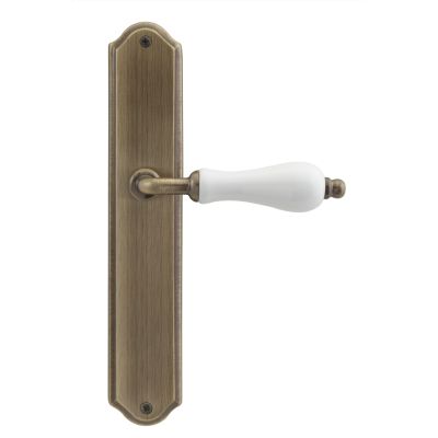 40000105-complete-lever-set-with-plate-in-white-porcelain---leather