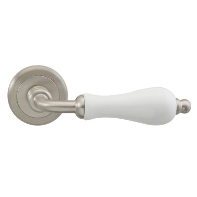 40001004-complete-lever-set-with-rosettes-in-white-porcelain---satin-nickel