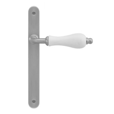 40002104-complete-lever-set-with-narrow-plate-in-white-porcelain---satin-nickel