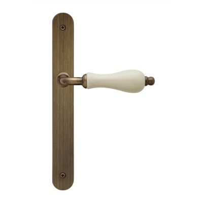 40002115-complete-lever-set-with-narrow-plate-in-champagne---leather